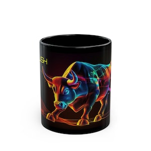 Bullish Stock Market Mug Custom Trader Mug for Dad Investor Gift for Husband Trading Mug for Boyfriend Bull and Bear Coffee Cup (11oz, 15oz)