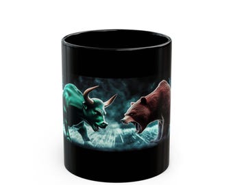 Bullen- und Bärenmarkt-Becher, personalisierter Trader-Becher für Väter, Investoren, Ehemänner, Trading-Becher, Kaffeetasse (11 oz, 15 oz)