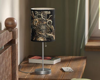 Lámpara de escritorio Steampunk: Decoración industrial para el hogar, diseño de engranajes