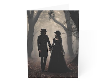 Greeting Cards, Gothic Valentine's Day Romantic Couple Card, Till Death do us Part or Beyond, Holiday Stationery, Love Note, Anniversary