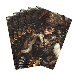 Playing Cards, Steampunk Lady Pirate Design, Game Night Essentials, Unique Gift for Gamers, Collectors Cards