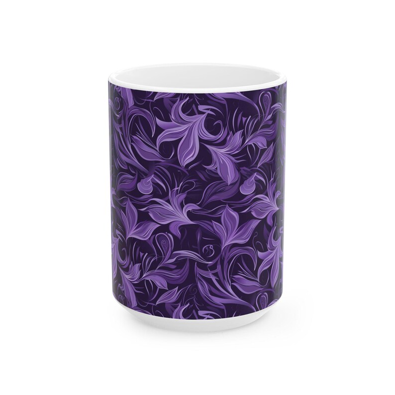 Elegante tazza in ceramica con motivo floreale viola, tazza da caffè artistica, regalo perfetto per gli amanti del tè, arredamento per la casa, festa della mamma, compleanno immagine 7