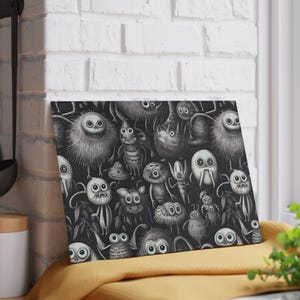 Skurriles Monster Glas-Schneidbrett, lustiges Fantasy-Küchen-Dekor, einzigartiges Geschenk für Köche, Halloween-Party unverzichtbar, schrullige Küche zu Hause