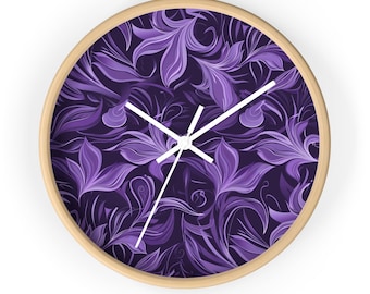 Orologio da parete fantasia floreale viola - Orologio silenzioso