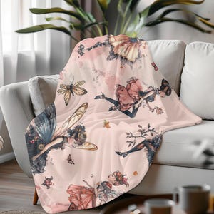 Couverture en peluche rose steampunk fée veloutée : jeté fantaisie confortable
