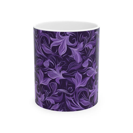 Elegant Purple Floral Ceramic Mug, Artistic Coffee Cup, Perfect Gift for Tea Lovers, Home Decor, Mother's Day, Birthday