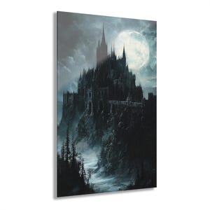 Acrylic Wall Print, Gothic Castle Under a Full Moon Wall Art, Unique Home Decor, Psychedelic Art, Gift for Gothic Art Lovers, Gothic Decor
