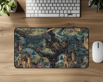 Tappetino da scrivania con mappa del castello fantasy: decorazione del regno incantato