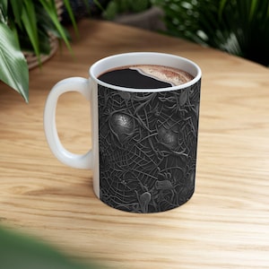 Spooky Spider Web Ceramic Mug, Perfect for Halloween, Coffee Lover Gift, Gothic Decor, Unique Homeware, 11oz, 15oz