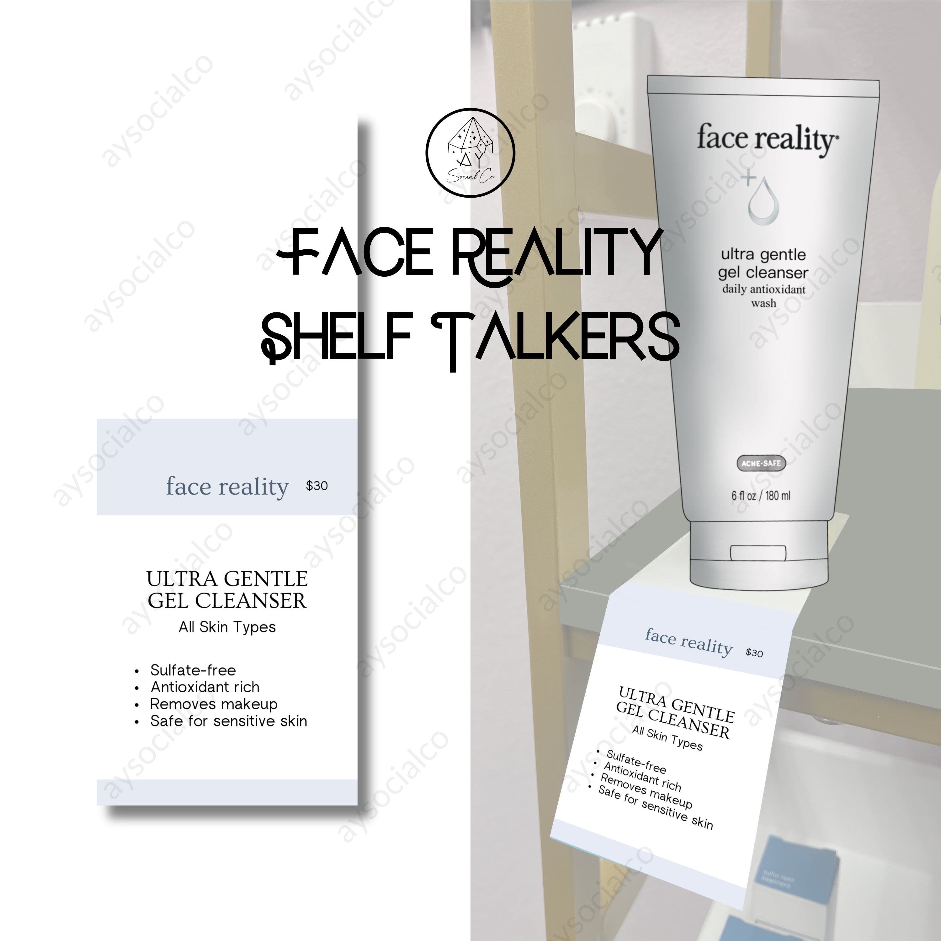 Face Reality, Shelf Talker, Skincare Retail, Esthetician, Retail