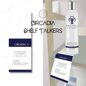 circadia, shelf talker, skincare retail, esthetician, retail display, esthetician social media, skincare studio, salon, medispa, retail tag