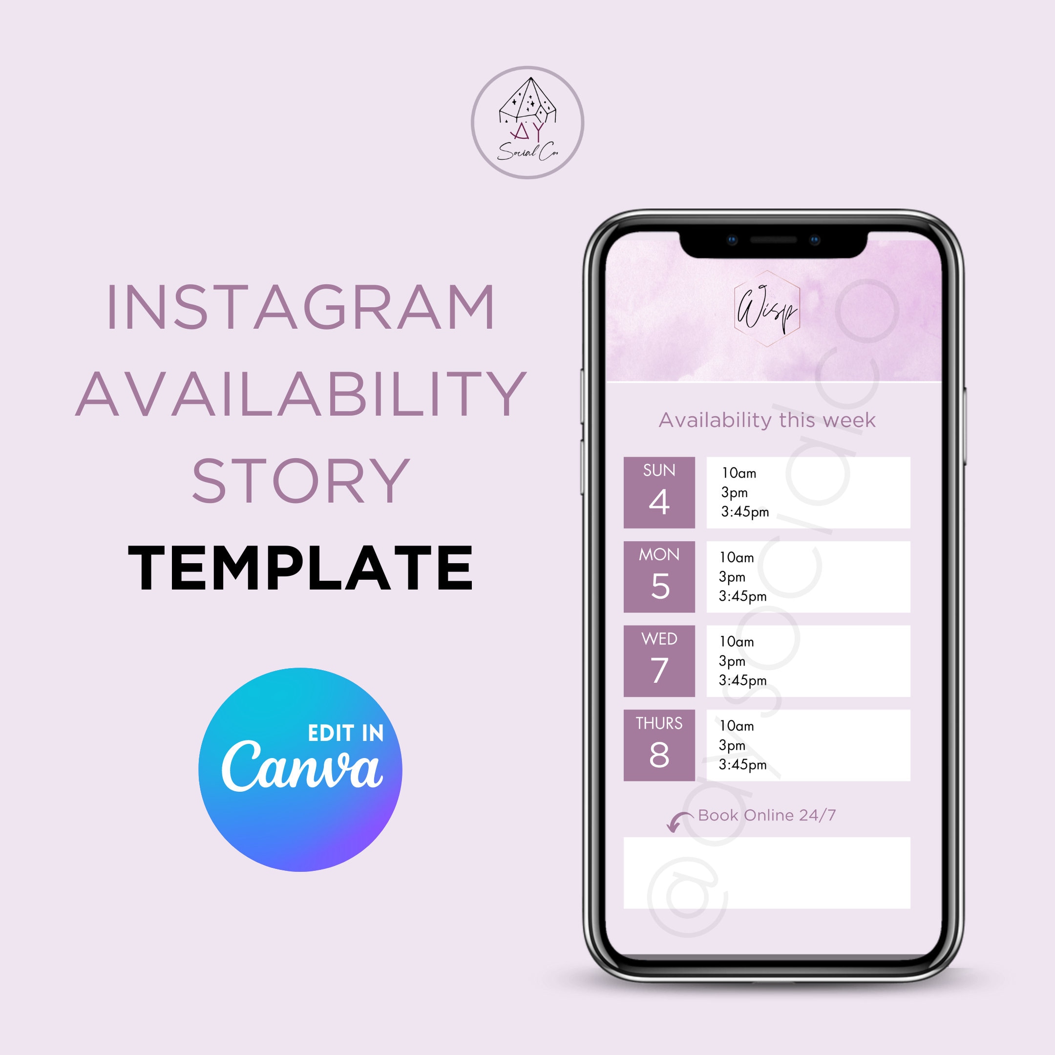 Availability Post, Canva Template, Editable Template, Esthetician, Lash ...