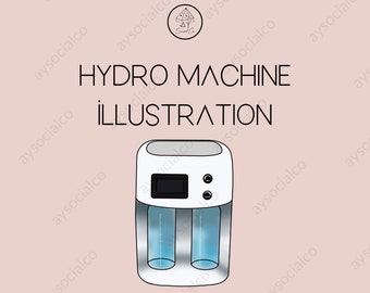 hydro facial machine, skin care illustration, hydro dermabrasion, esthetician clip art, skin care art, dermaplane social media graphic