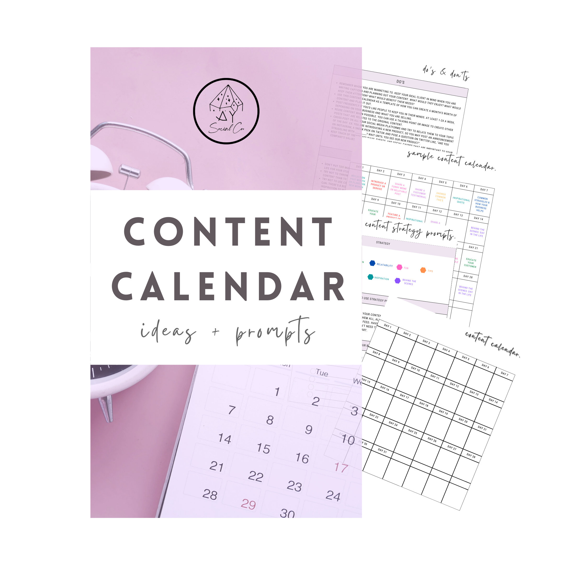 Content Calendar, Social Media Planner, Instant Download, Good Notes Planner, Business Social Media, Content Calendar for Small Business