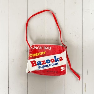 Vintage 1979 Bazooka Joe Bubble Gum Bag Lunchtas Promo Logo Nieuwigheid Print Bazooka Cartoon Strip