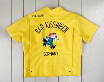 Vintage 1960's Japan Souvenir Bowling Embroidery Shirt, Camp Zama