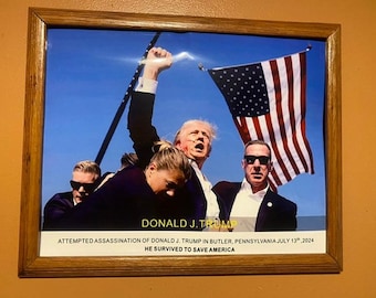 Trump Assassination Attempt Fight Poster Picture, July 13, 2024 'Keep Fighting Fist Pump'  (11x14 Inches)