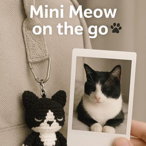 Gehäkelte Mini Katze Schlüsselanhänger – handgemachter Kitty Plüsch Anhänger – individuelles Tierportrait – Geschenk für Katzenmamas – Amigurumi Katzen Accessoire