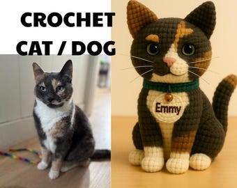 写真から作るカスタムかぎ針編みペット、パーソナライズされた猫犬ぬいぐるみ、あみぐるみペットレプリカ、ペットメモリアルギフト、猫好き犬好きへのギフト