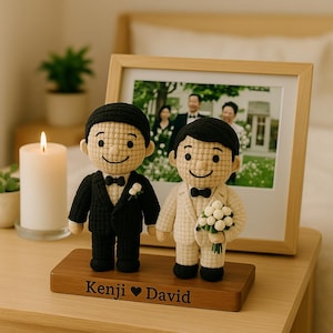 Bambole nuziali personalizzate per coppie gay - Sposo all'uncinetto personalizzato - Regalo di nozze LGBTQ - Coppia amigurumi fatta a mano - Ricordo di nozze