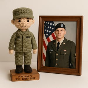 Custom Crochet Military Doll, Military Tribute, Solider Tribute, Personalized Veteran Gift, Handmade Memorial Gift