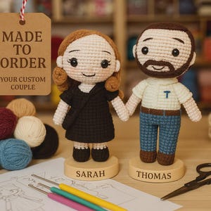 Personalisiertes Paar Häkelpuppen - Amigurumi Geschenk zum Jahrestag, Hochzeit oder Valentinstag - Handgemachte Lookalike Figuren