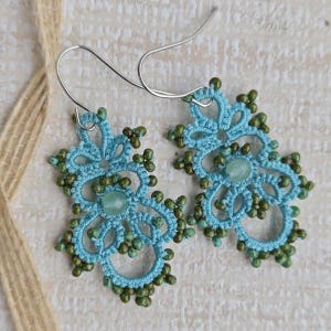Boho Tatting Lace Earrings: Handmade Dangle Jewelry with Beads