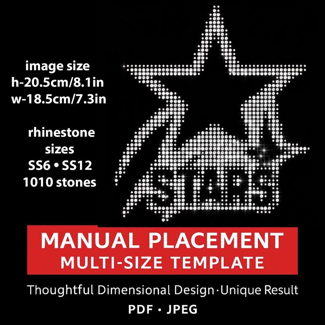 Star Rhinestone Template: Iron-on Transfer, Bling Design (PDF JPEG) - Etsy