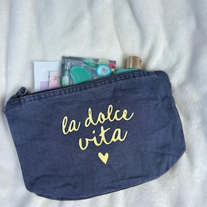 La Dolce Vita" Make-up Tas | Katoenen Toilettas | Italië Cadeau | Reis Organizer | Cosmetische Tas
