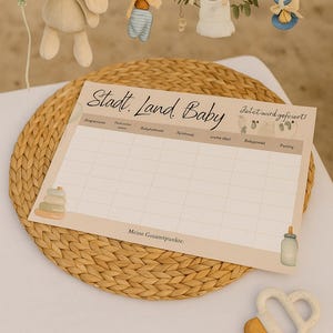 Town, Country, Baby – Baby Shower Game Printable PDF | Fun Baby Shower Game in German | Instant Download A4 | Gift Idea for Pregnant Women