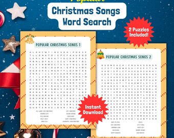 Sopa de letras de canciones navideñas: Actividad grupal navideña (Descarga digital)