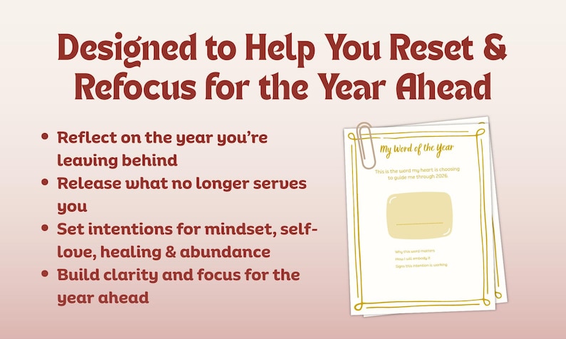 2026 New Year Reset Workbook | Reflection, Intentions (printable) - Etsy