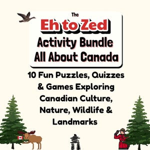 Kanada Aktivitätspaket – Druckbare Spiele, Puzzles & Quiz – Wortsuche, Labyrinth, Ausmalen, Emoji Quiz, Ich spioniere – für jedes Alter, Kanada Tag