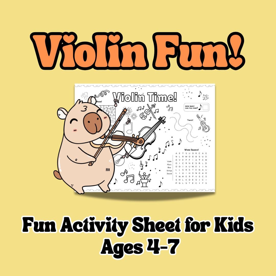 Violin Fun Activity Sheet for Kids | Music Printable Puzzle Ages 4–7 - Etsy