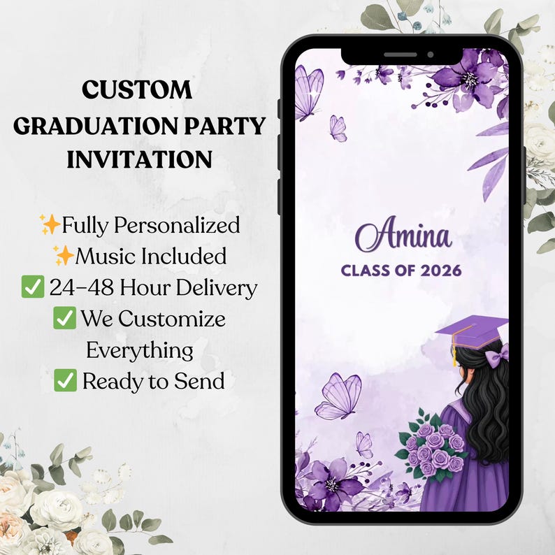Custom Graduation Invitation Video With Music | Personalized Digital ...