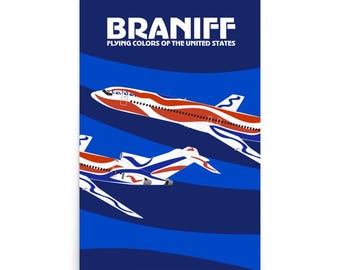Affiche Braniff Bicentennial Flying Colors Boeing 727 Braniff Alexander Calder Design 1975