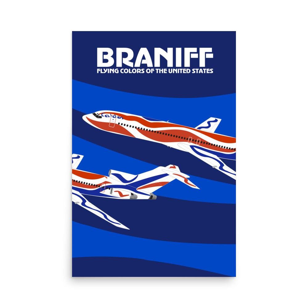 Poster Braniff Bicentennial Flying Colors Boeing 727 Braniff