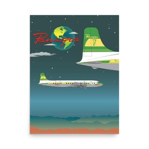 Cartaz Braniff Panagra Pan American-Grace Airways Douglas DC-7B Noturno