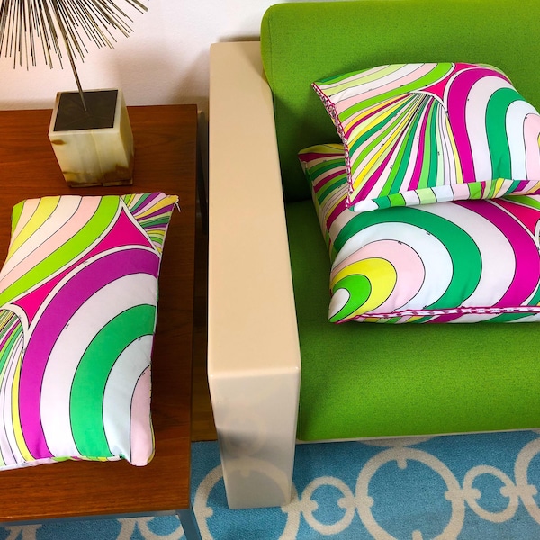 Pillow or Lumbar Bar Pillow Braniff Pucci Design 1971 Collection Pink