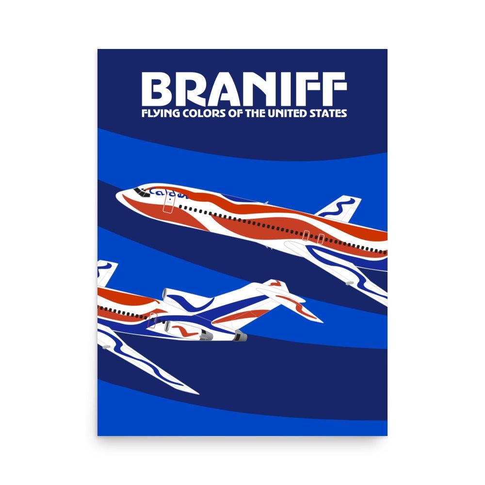 Poster Braniff Bicentennial Flying Colors Boeing 727 Braniff