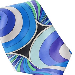 Necktie Men's Braniff Pucci Design 1972 Ground Swirl Blue