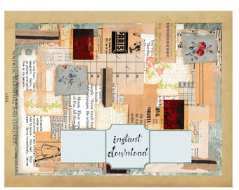 Vintage Ephemera Collage Sheet, Junk Journal Paper (Digital Download)