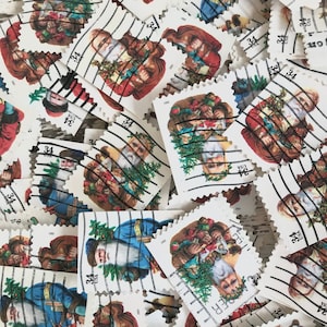 Kerst postzegels, 100 stuks, Holiday Ephemera Pack, Santa Clause