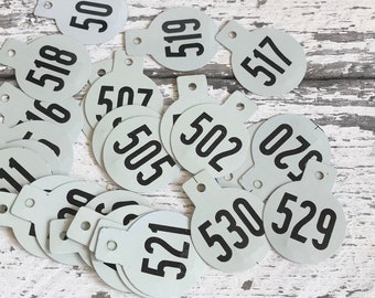 Metal cow tags, Livestock tag, Vintage number tag, Steampunk supply, Junk journal supplies