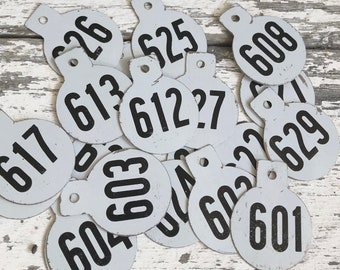 Metal cow tags, Livestock tag, Vintage number tag, Steampunk supply, Junk journal supplies