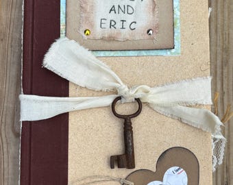 Customized Wedding guest book alternative, Personalized, Custom Rustic guestbook, Altered book Travel theme Destination Wedding junk journal