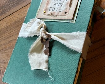 Customized Wedding Guest Book Alternative, Personalized, Rustic Guestbook, Altered book, Vintage Style, Nature Junk journal