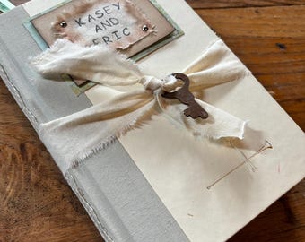 Customized Wedding Guest Book Alternative, Personalized, Rustic Guestbook, Altered book, Vintage Style, Junk journal