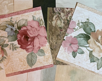 Vintage Wallpaper samples, Nature, Floral Junk journaling supplies, Variety decorative paper, wall paper lot, Vinyl, Journal pack
