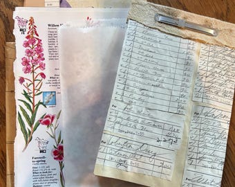 Junk Journal kit, journaling pack for beginners, Vintage Paper, Ephemera, Nature theme, ledger Paper, Old papers